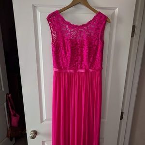 Long Bridesmaid Dress with Lace Bodice - Size 8